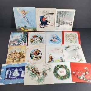 Vintage Christmas Card Lot of 15 from 1947 Craft Scrapbook Supplies Ephemera